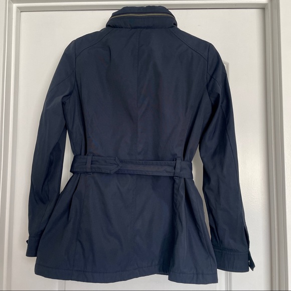 Banana Republic Navy Water Resistant Coat with Belt and Hood - Picture 2 of 8